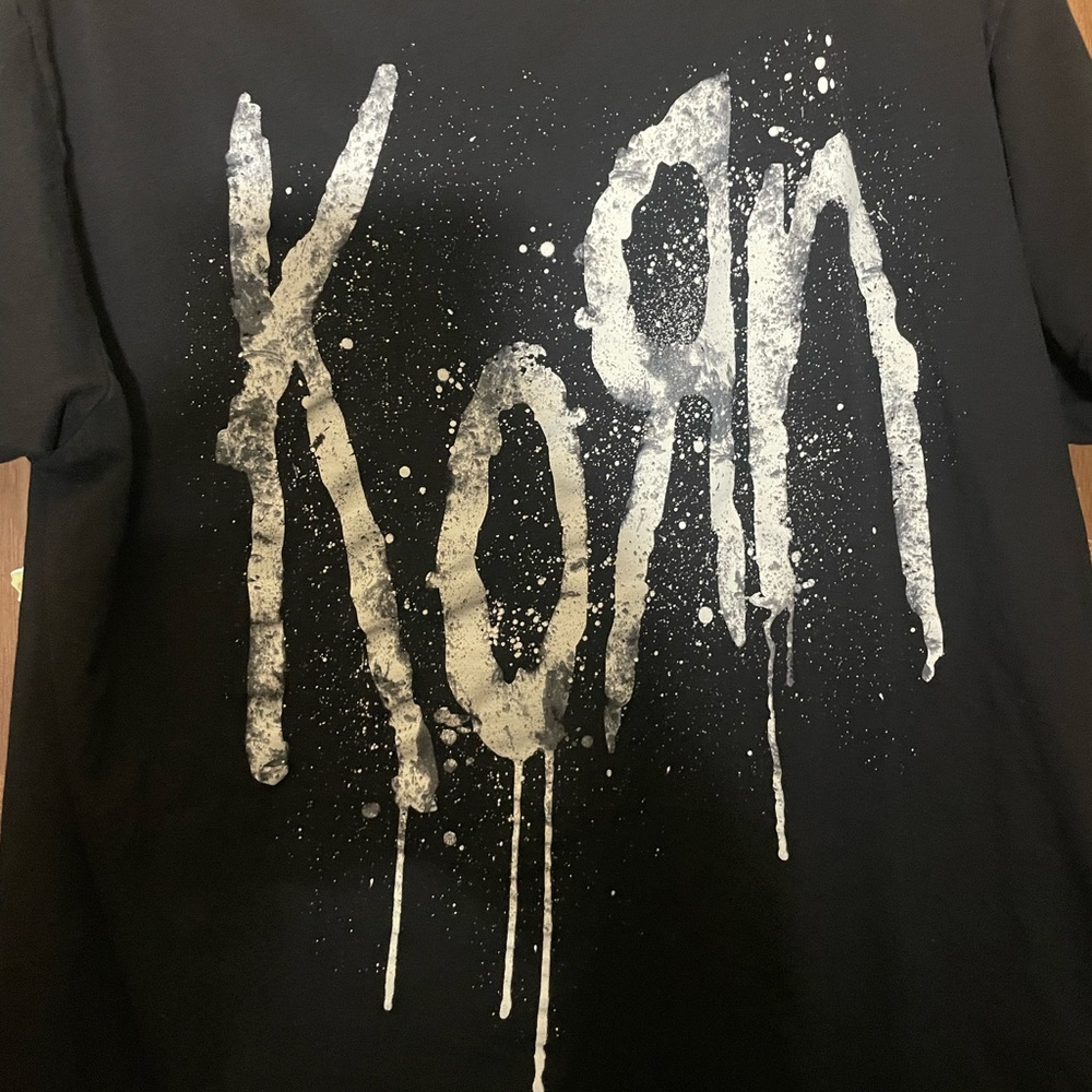 Korn Logo Black Graphic Tee - White Drip Print
